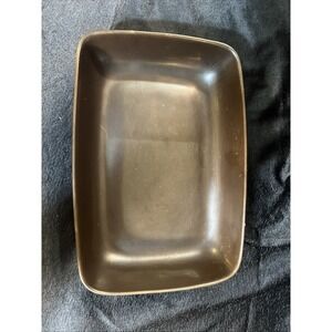 VTG USA Marked Matte Brown Stoneware Tray Shallow Planter 9" x 6.75x 1.75 (2198)